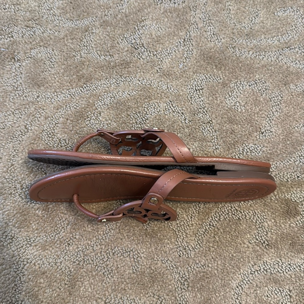 TORY BURCH 8.5 Miller Sandal Bourbon Miele Tan Brown Nude Neutral slip on - Picture 3 of 7